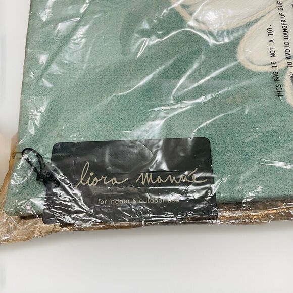 LIORA MANNE Indoor Outdoor Aqua Pillow Cover Embroidered White Flower 12x20 NWT - Picture 4 of 4